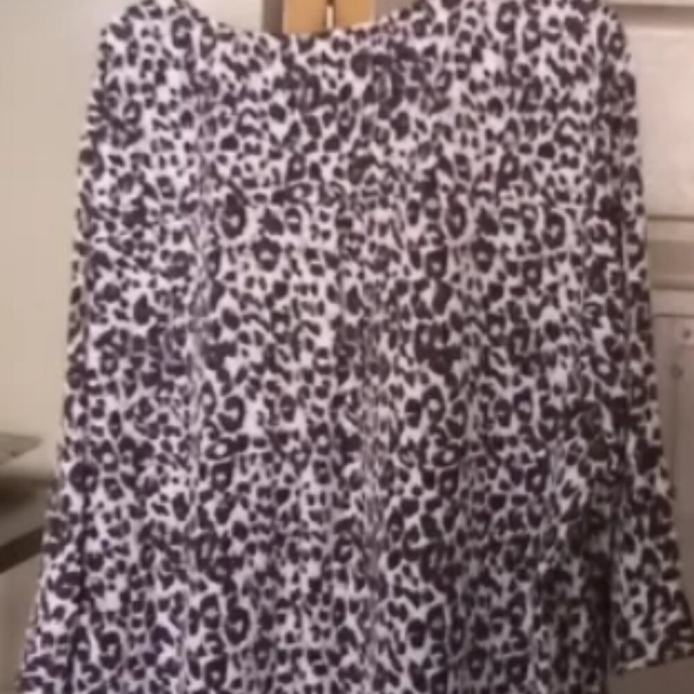 Women's Plus Black and White Animal Print Dress